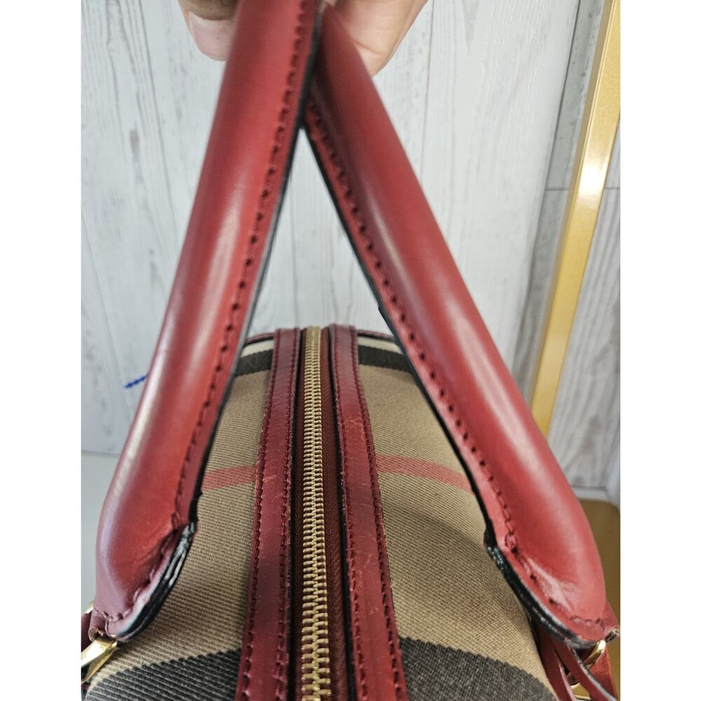 BURBERRY House Check Bridle 100 % Calfskin Medium Alchester Bowling Bag Italy - Picture 15 of 16